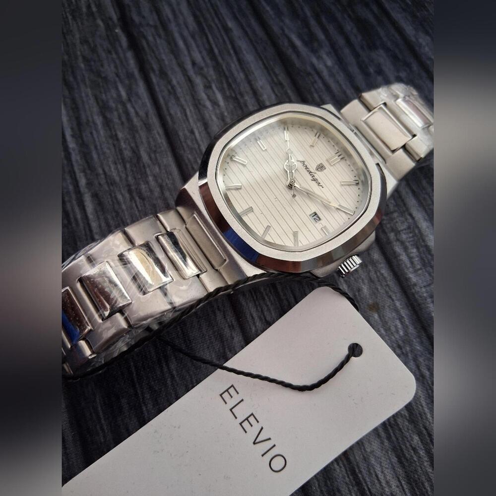 NEW Luxury 45mm‎ Poedgar Silver Mens Stainless Steel Watch